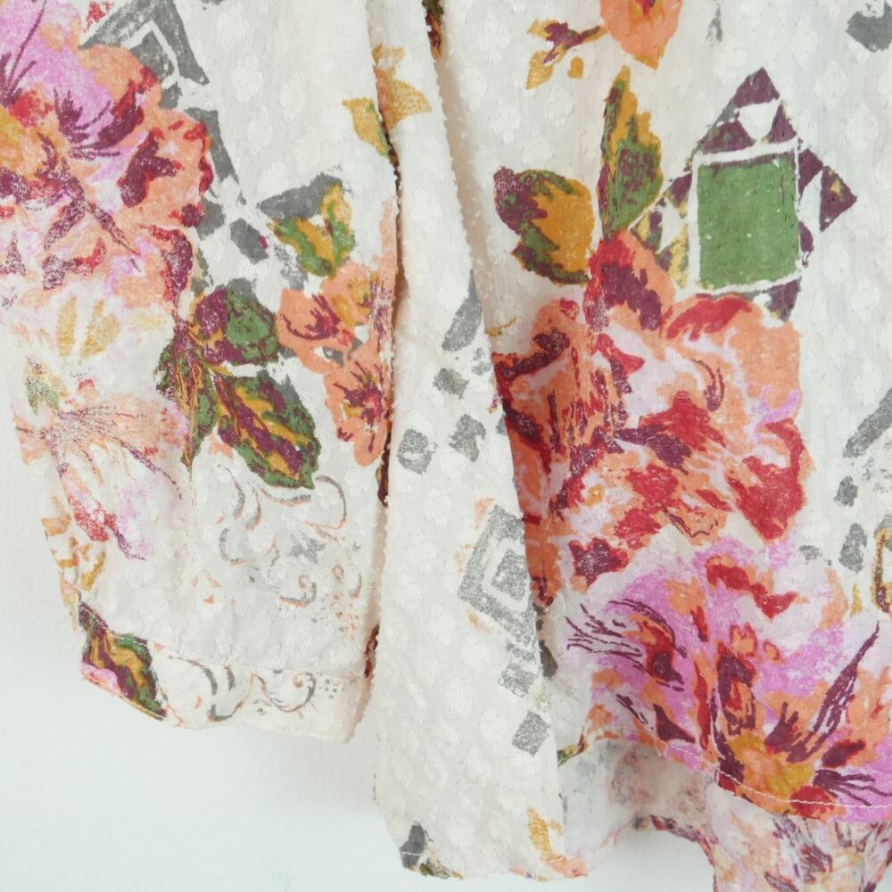 Anthropologie Pilcro Cropped Surf Blouse XL Floral Cotton Popover Top Boho - Picture 5 of 7